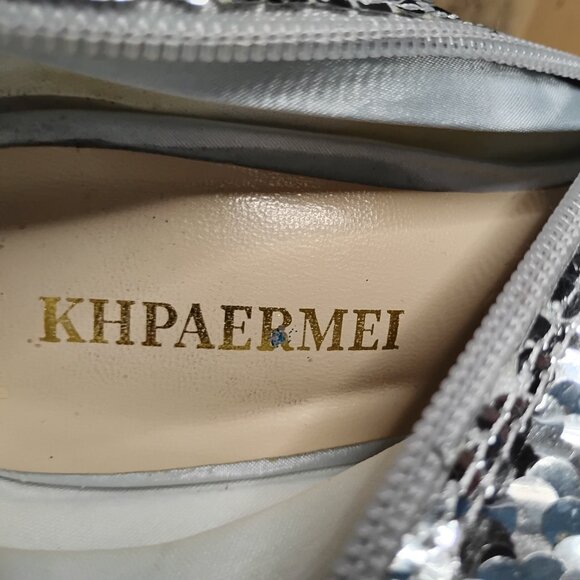 KHPAERMEI Sexy Sparkly Size 8 Thigh High Boots Open Toe Chunky Heel - Picture 16 of 16